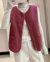 Miona – Plüsch-Fleece-Weste Mit Taschen in Rot