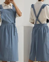 Zara | Schürze mit Rüschenriemen und Seitentaschen - Stilvolle und Funktionale Damen Schürze in Blauw