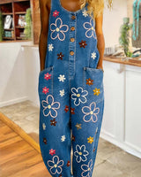Wenara - Geblümter Jumpsuit in Marineblau