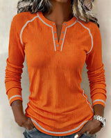 Maisy – Waffel-Henley Hemd Mit Langen Ärmeln in Orange