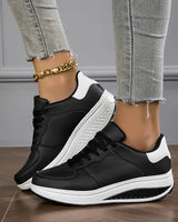 Atmungsaktive Plattform-Sneaker für Damenmode in Schwarz-Weiß
