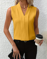 Romee | Weißes Ärmelloses Tanktop in Gelb