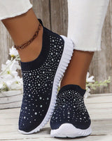 Elizaa – Bequemer Turnschuh Mit Strasssteinen in Marineblau