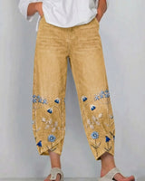 Giada - Bedruckte Relaxed-Fit-Jeans in Gelb