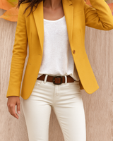 Cathren – Lässiger Langärmeliger Blazer in Taillierter Passform in Gelb