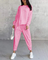 Tashia – Lässiges Set aus Langarm Pullover Und Jogginghose in Rosé-Rosa