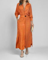 Binalee - Midi Kleid Mit Langen Ärmeln in Orange
