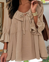 Garbine – Elegante Bluse Mit Rüschen Am Ausschnitt in Khaki