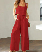 Scarlett | Damen Set Top Hose Koordiniert Elegant Modern in Rot