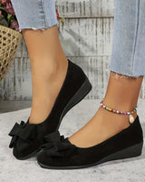 Kelsey  | Bowknot Dekor Keilabsatz Schuhe in Schwarz