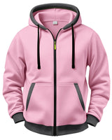 Mussoline - Lässiges Winter Kapuzen Hemd Mit langen Ärmeln Und Reißverschluss in Rosa