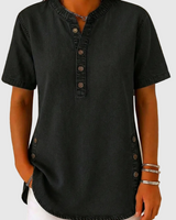Julina – Jeansbluse Mit Lockerer Passform in Schwarz