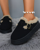 Damen Winterclogs mit Schnalle und Fellfutter - Sabine in Schwarz