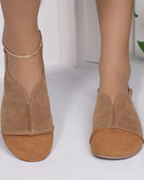 Bethan – Flexible Faltbare Flache Schuhe mit Eckiger Zehenpartie in Kamel