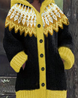 Gulnur - Eleganter Winter Pullover Mit Kapuze Und Langen Ärmeln in Gelb