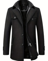 Quinten | Herren Schurwollmantel Business Casual dicke warme Jacke in Schwarz