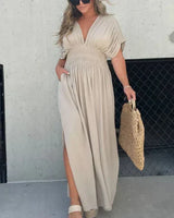 Barbara - Elegantes Maxikleid in Stein (Fast ausverkauft)