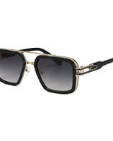 Eckige Damen-Sonnenbrille mit Doppelsteg in Schwarz & Gold