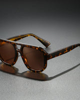 Eckige Herren-Sonnenbrille mit Doppelsteg in Schildpattbraun