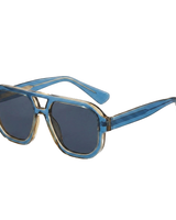 Eckige Herren-Sonnenbrille mit Doppelsteg in Ozeanblau