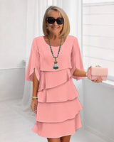 Chic Schichtkleid mit Puffärmeln für Frauen in Rosa