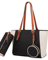 Elegante Damen-Tragetasche mit zweifarbigem Design in Schwarz