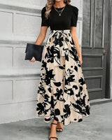 Hannah elegantes Maxikleid in Floral Beige Noir