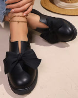 Nargiza - Elegante Loafer Mit Schleife Runder Zehenpartie Und Klobiger Sohle in Schwarz