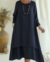 Sienna - langärmeliges Midi-Kleid mit weicher Haptik in Marineblau