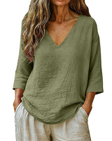 Rhianna - Elegante Bluse mit V-Ausschnitt in Grün