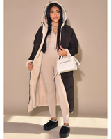 Eileen | Damen Puffer Winterjacke mit Wende Design und Wärme in Schwarz