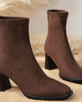Elaine | Damen Orthopädische Stiefeletten mit Reißverschluss und Absatz in Kaffee
