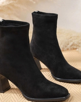 Elaine | Damen Orthopädische Stiefeletten mit Reißverschluss und Absatz in Schwarz