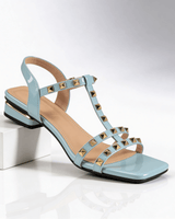 Elegante Riemchensandalen Damen mit Absatz in Hellblau