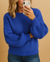 Nicole | Gemütlicher Grobstrickpullover für den Winter in Blau