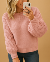 Nicole | Gemütlicher Grobstrickpullover für den Winter in Rosa