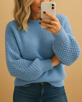 Nicole | Gemütlicher Grobstrickpullover für den Winter in Hellblau