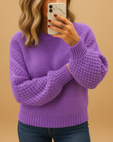 Nicole | Gemütlicher Grobstrickpullover für den Winter in Lila