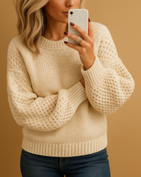 Nicole | Gemütlicher Grobstrickpullover für den Winter in Beige
