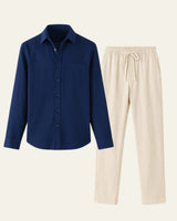 Elegantes Herren Hemd-Hosen Set in Blau