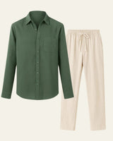 Elegantes Herren Hemd-Hosen Set in Grün