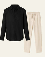 Elegantes Herren Hemd-Hosen Set in Schwarz