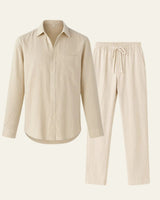 Elegantes Herren Hemd-Hosen Set in Beige