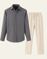 Elegantes Herren Hemd-Hosen Set in Grau