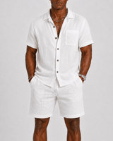 Elegantes Herren Sommer Set Mit Kurzarm Hemd in Weiß