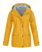 Elena | Damen Mittellange Wasserdichte Regenjacke in Gelb
