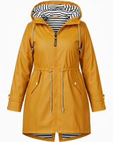 Eleni | Damen Wasserdichte Regenjacke für Große Größen mit Kapuze und Taschen in Gelb