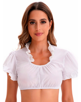 Eleonora | Damen Weiße Oktoberfest Dirndlbluse Mit Spitzen Design Und Cropped Stil in Weiß