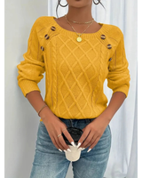Elfriede | Damen Strickpullover mit Knöpfen Langarm in Golden