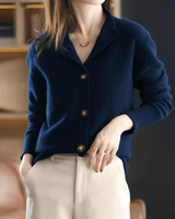 Elisa | Damen Strickjacke Locker mit Knöpfen in Dunkelblau